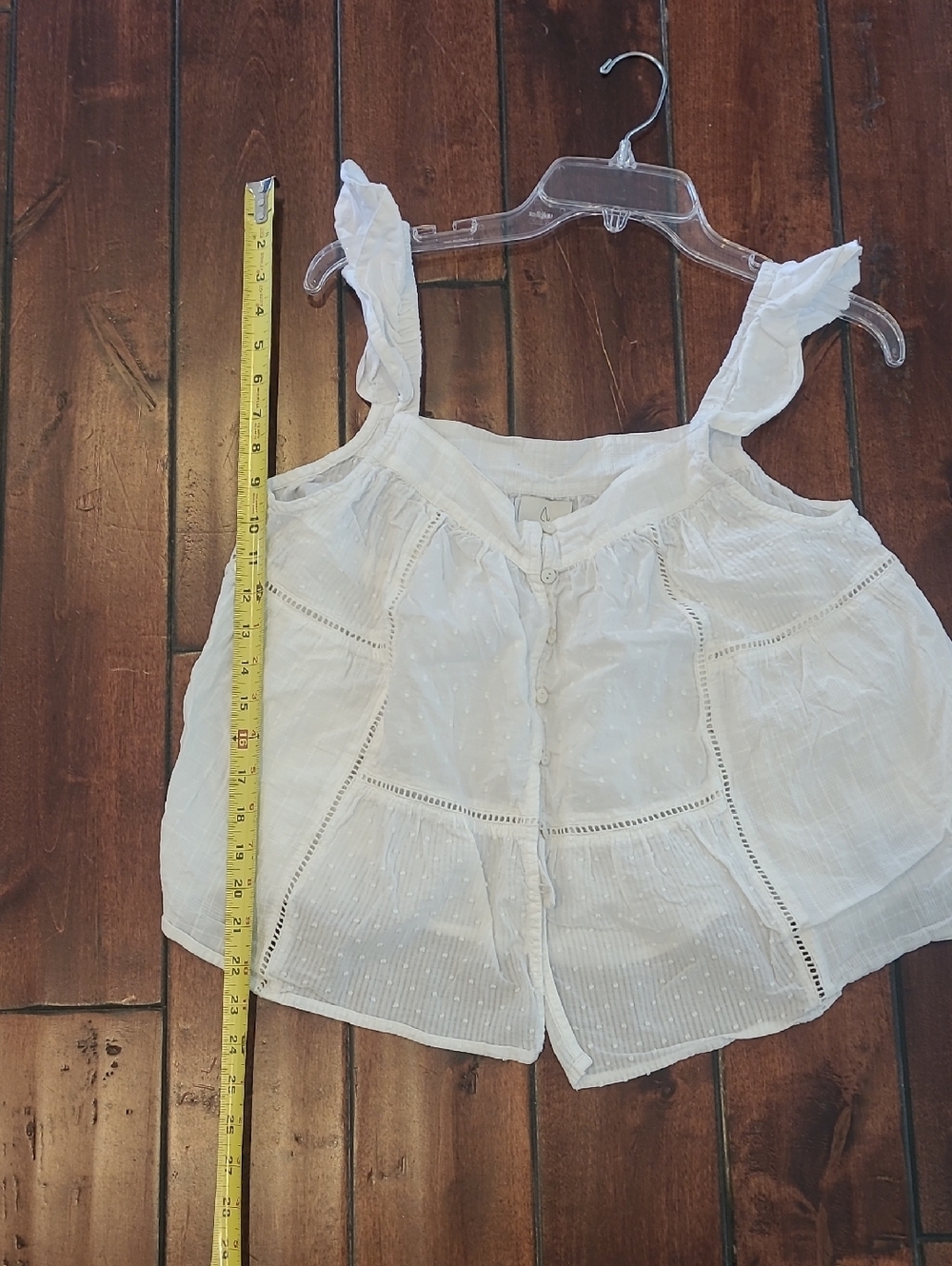 JoieWhite Ruffled Button-Front Cotton Tank Size M - Picture 6 of 8
